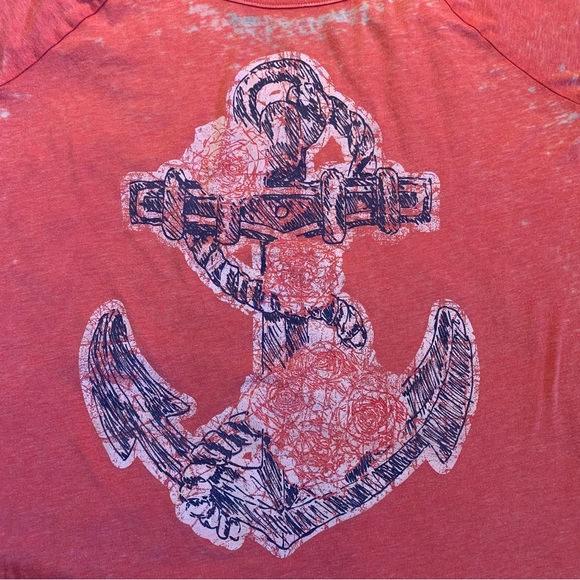 Chaser Pink Anchor Distressed T-Shirt Women’s Size Medium - Picture 3 of 13